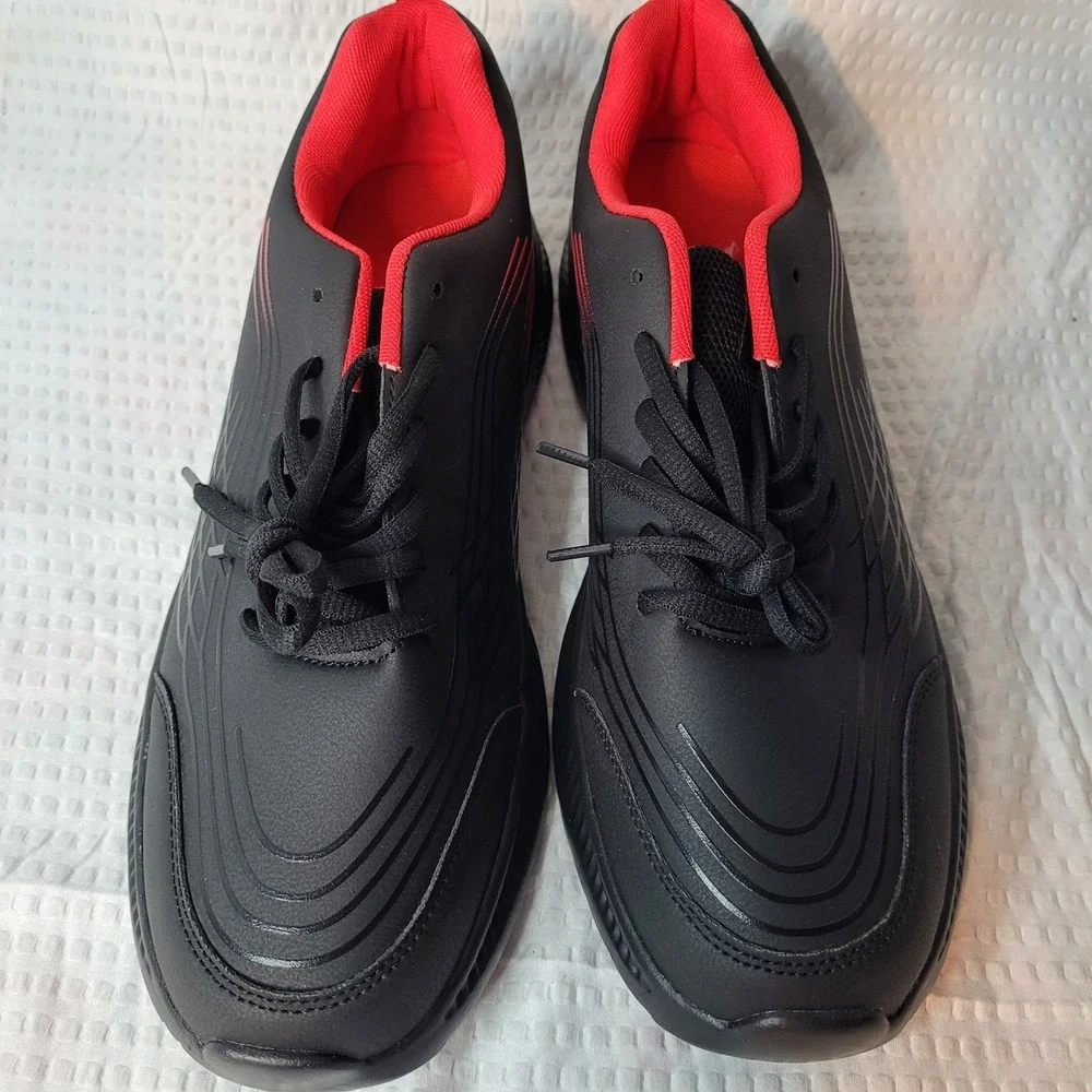 Zukangli Mens Running Shoes Black‎ Red Athletic Sneakers Low Top Lace Up Sport